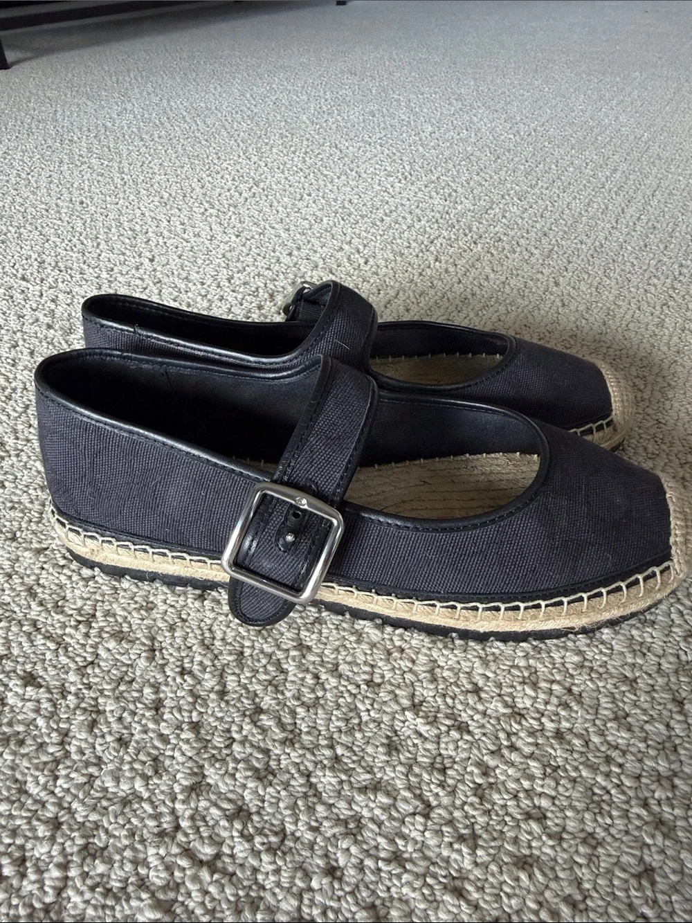 Coach Black Espadrille Mary Jane Flats with Buckle